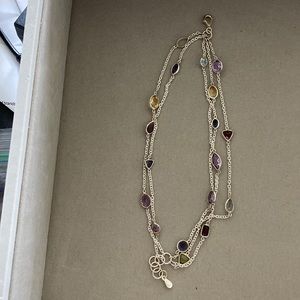 Multi colored crystals in 925 silver bracelet